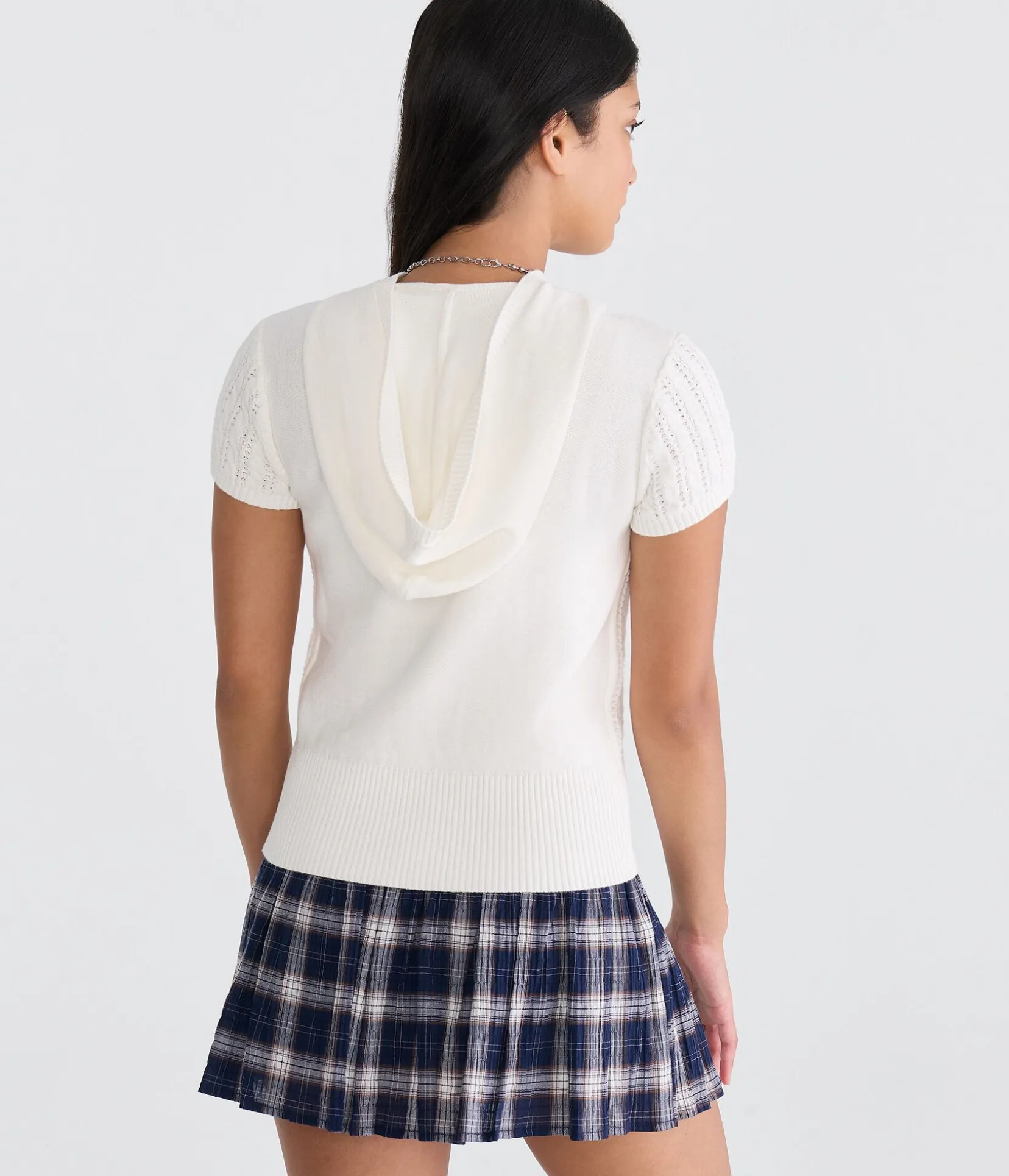 Short Sleeve Full-Zip Sweater Hoodie