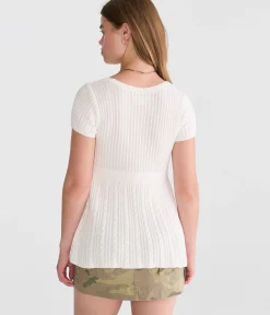 Short Sleeve Scoop-Neck Babydoll Sweater