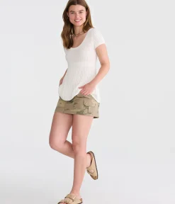 Short Sleeve Scoop-Neck Babydoll Sweater