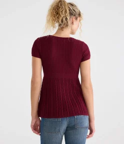 Short Sleeve Scoop-Neck Babydoll Sweater