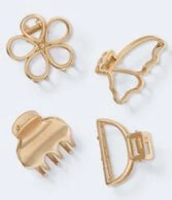 Small Metallic Claw Hair Clip 4-Pack