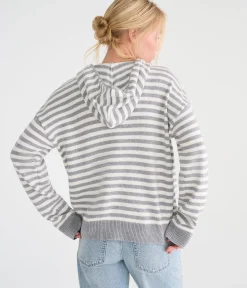 Striped Full-Zip Hooded Sweater