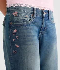 Super Low-Rise Baggy Wide Leg Hearts Jean