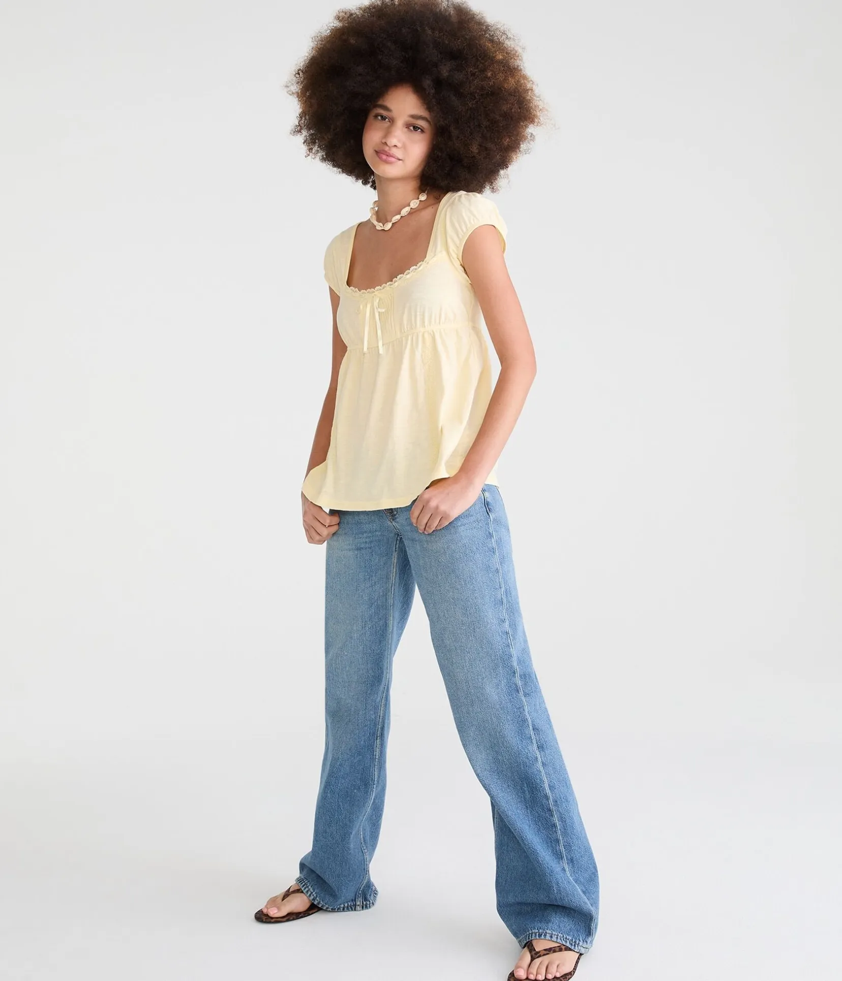 Super Low-Rise Baggy Wide Leg Heart Stitch Jean