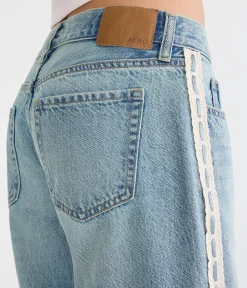 Super Low-Rise Baggy Wide Leg Lace Stripe Jean