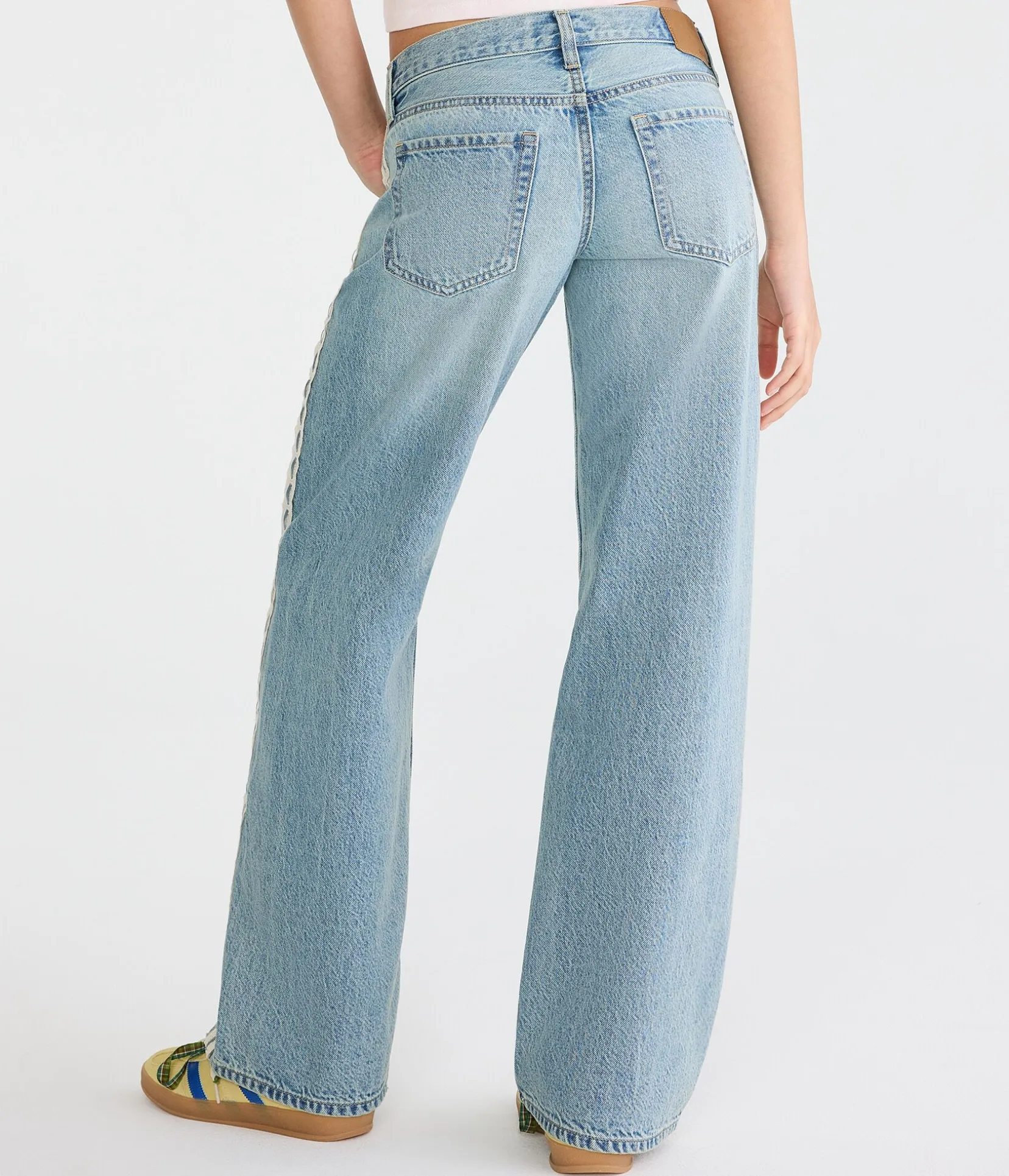 Super Low-Rise Baggy Wide Leg Lace Stripe Jean