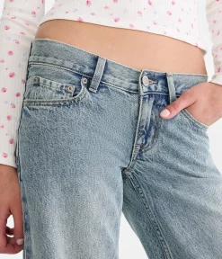 Super Low-Rise Baggy Wide Leg Rhinestone Bow Jean