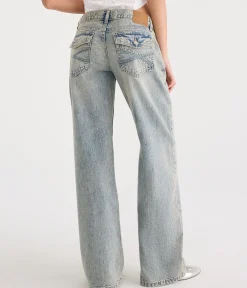 Super Low-Rise Baggy Wide Leg Rhinestone Jean