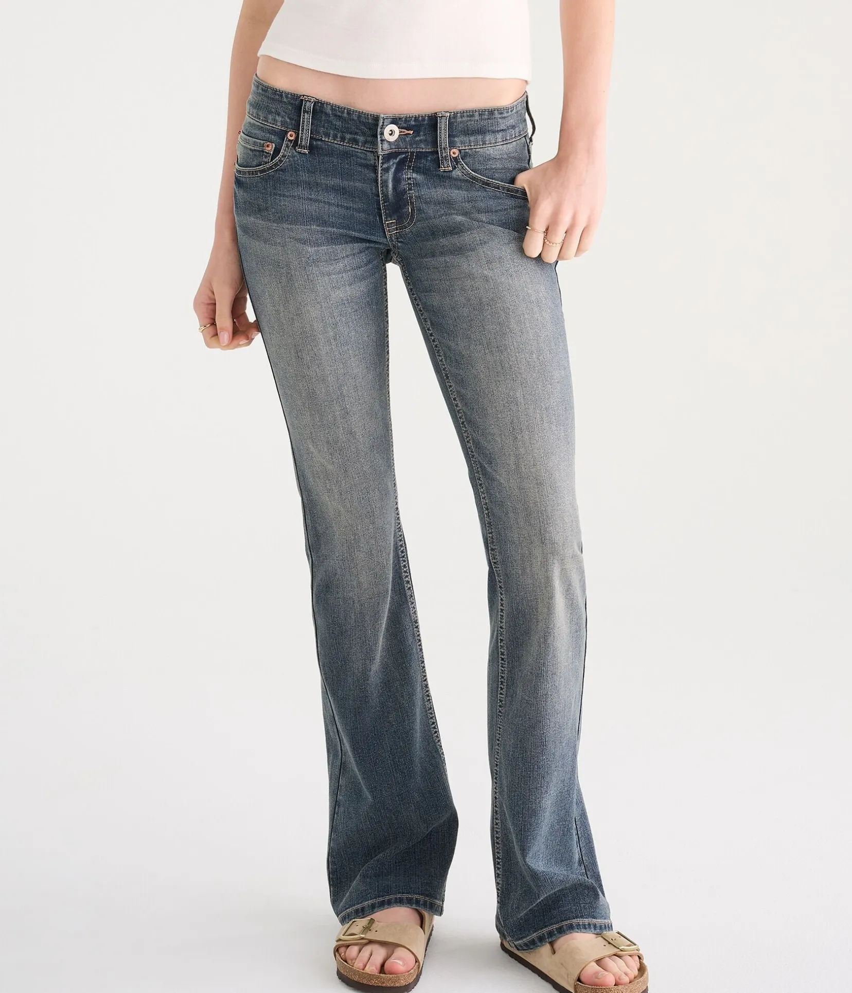 Super Low-Rise Bootcut Bow Pocket Jean