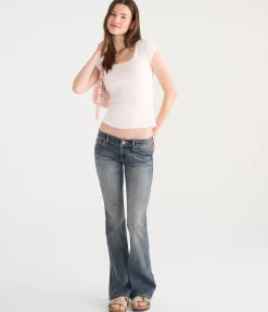 Super Low-Rise Bootcut Bow Pocket Jean