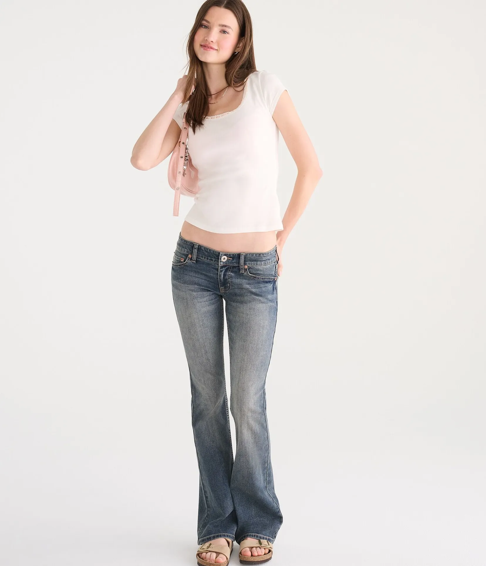 Super Low-Rise Bootcut Bow Pocket Jean