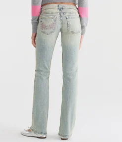 Super Low-Rise Bootcut Rhinestone Wings Jean