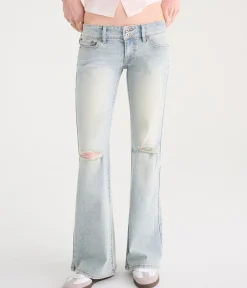 Super Low-Rise Flare Rhinestone Pocket Jean