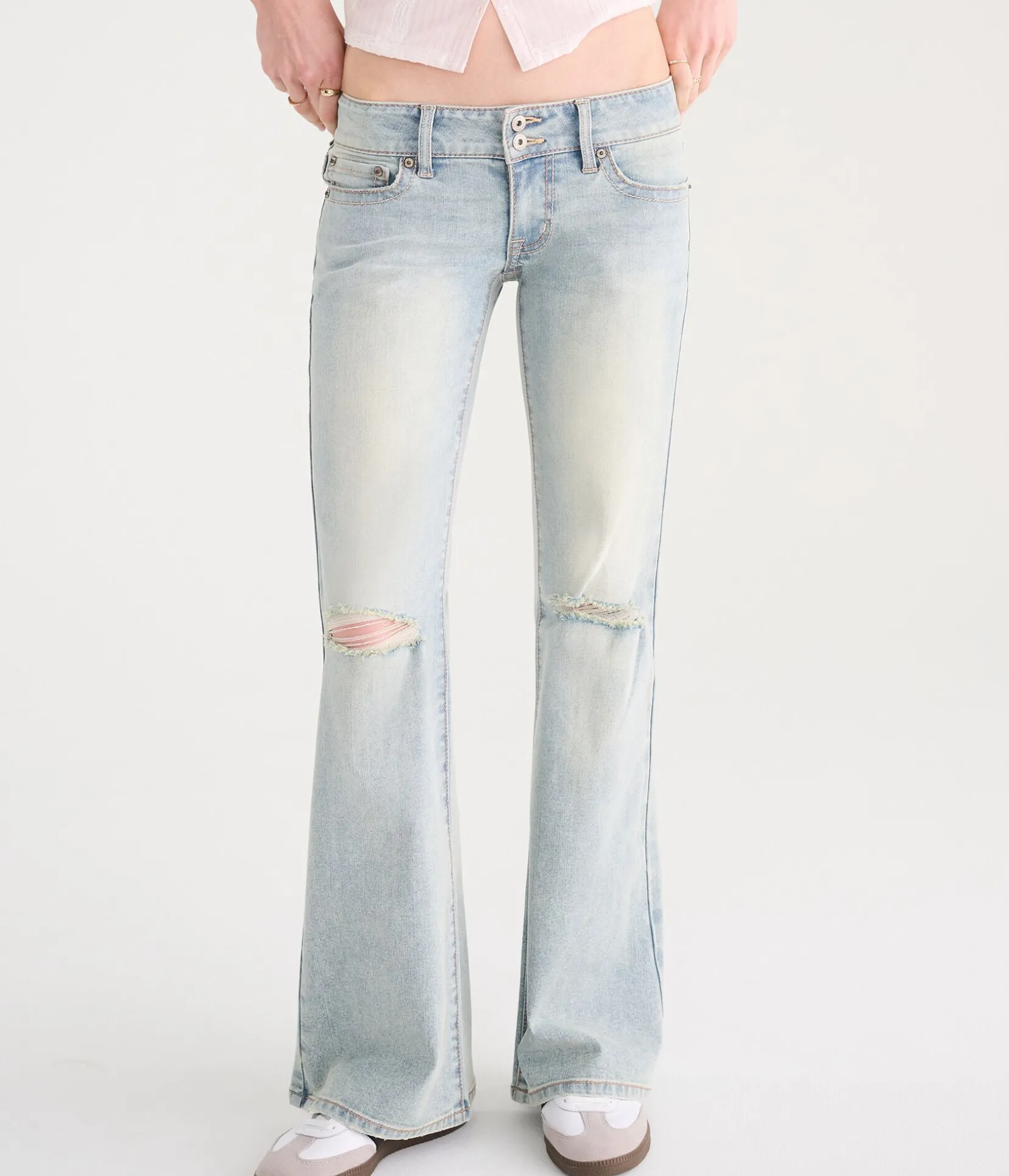 Super Low-Rise Flare Rhinestone Pocket Jean