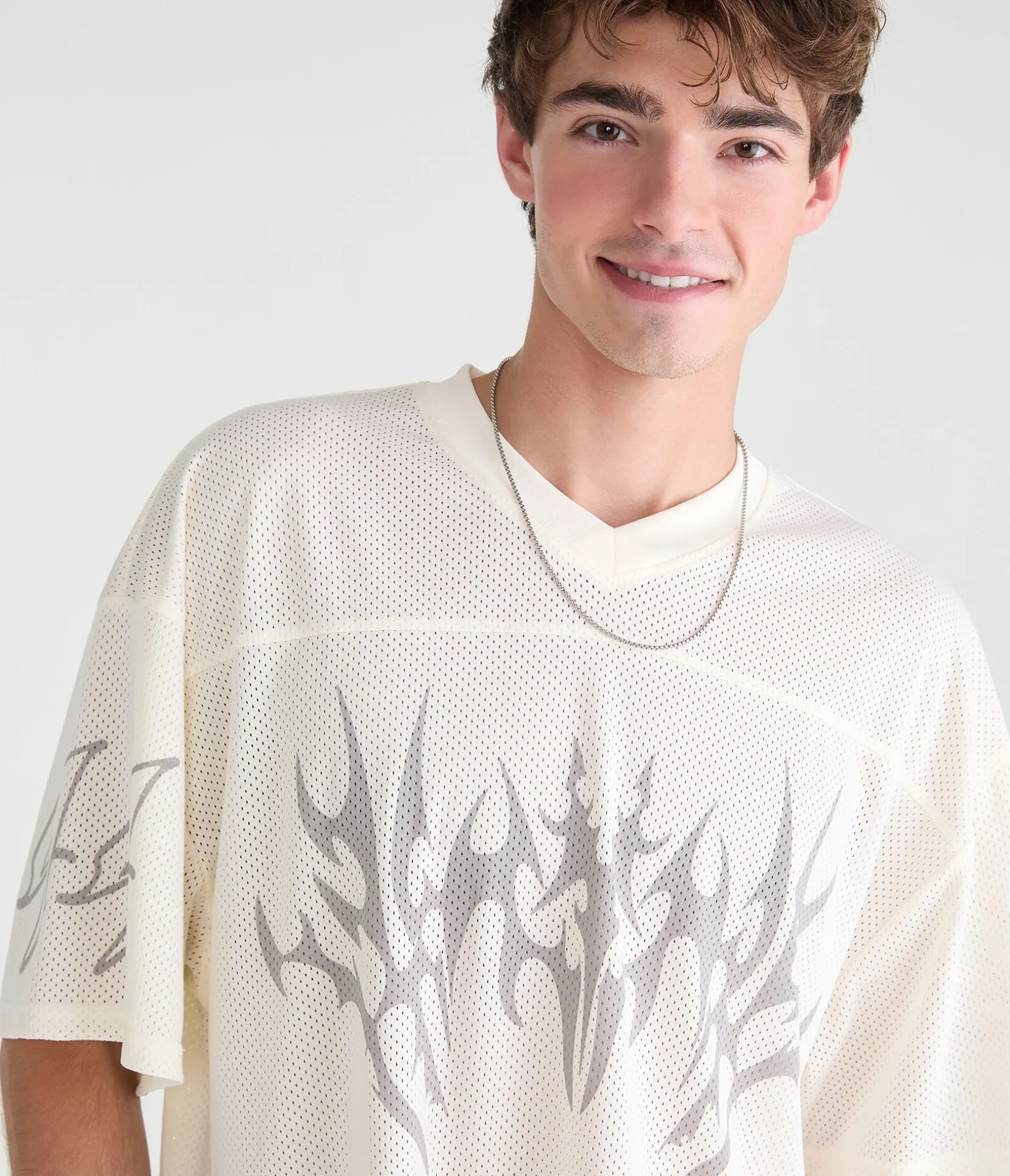Tattoo V-Neck Mesh Jersey