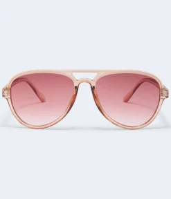 Tonal Plastic Aviator Sunglasses