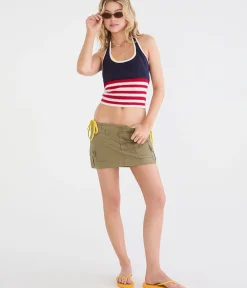 Twill Cargo Low-Rise Mini Skirt