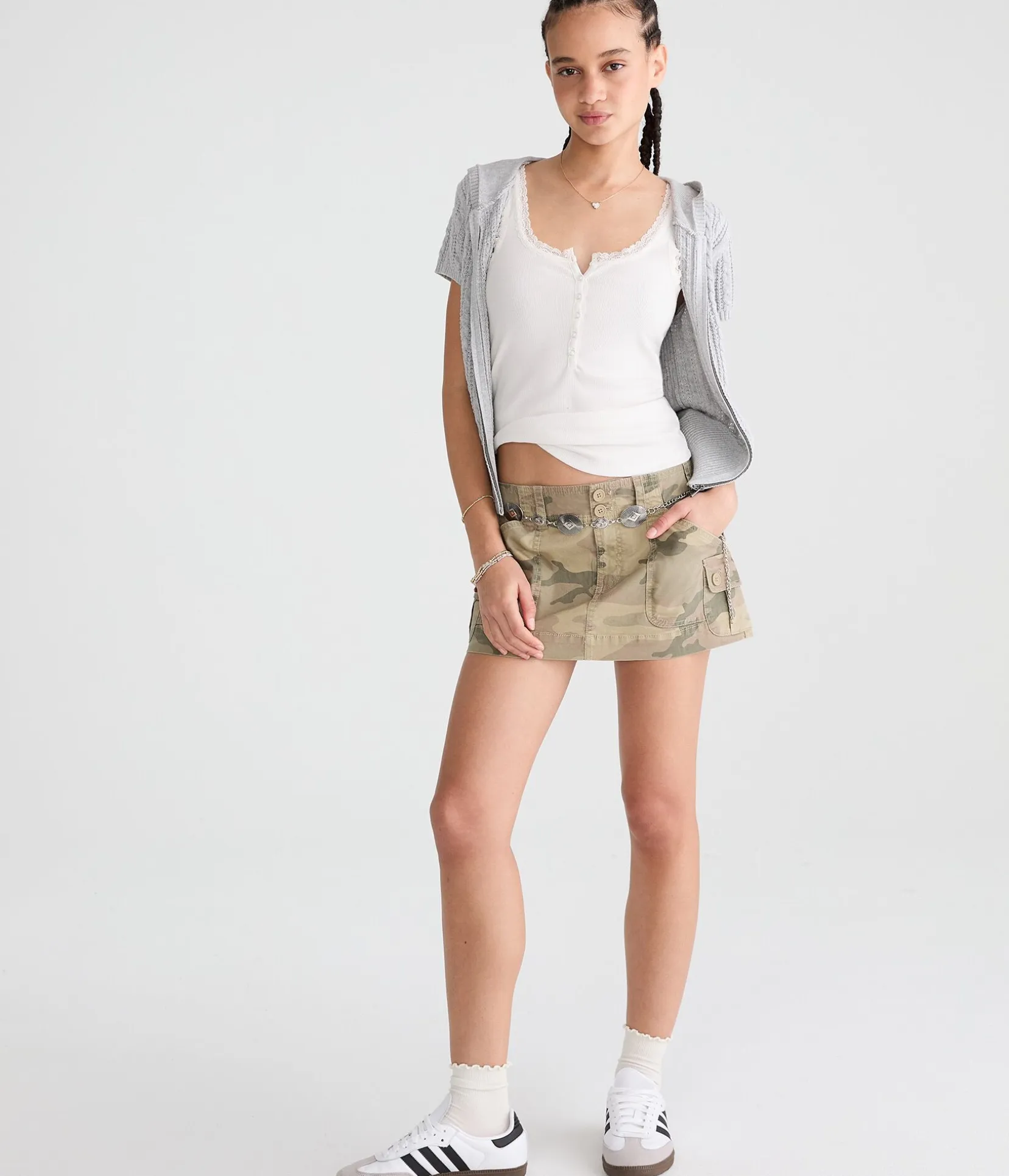 Twill Cargo Low-Rise Mini Skirt