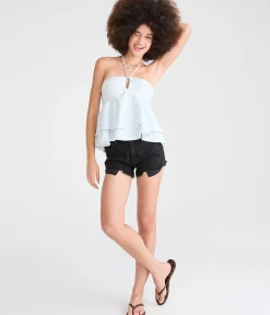 Vintage High-Rise Denim Shorty Shorts