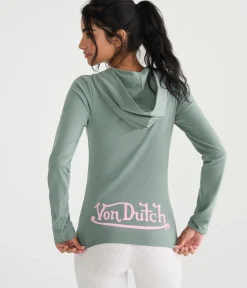 Von Dutch Camo Logo Hooded Graphic Henley