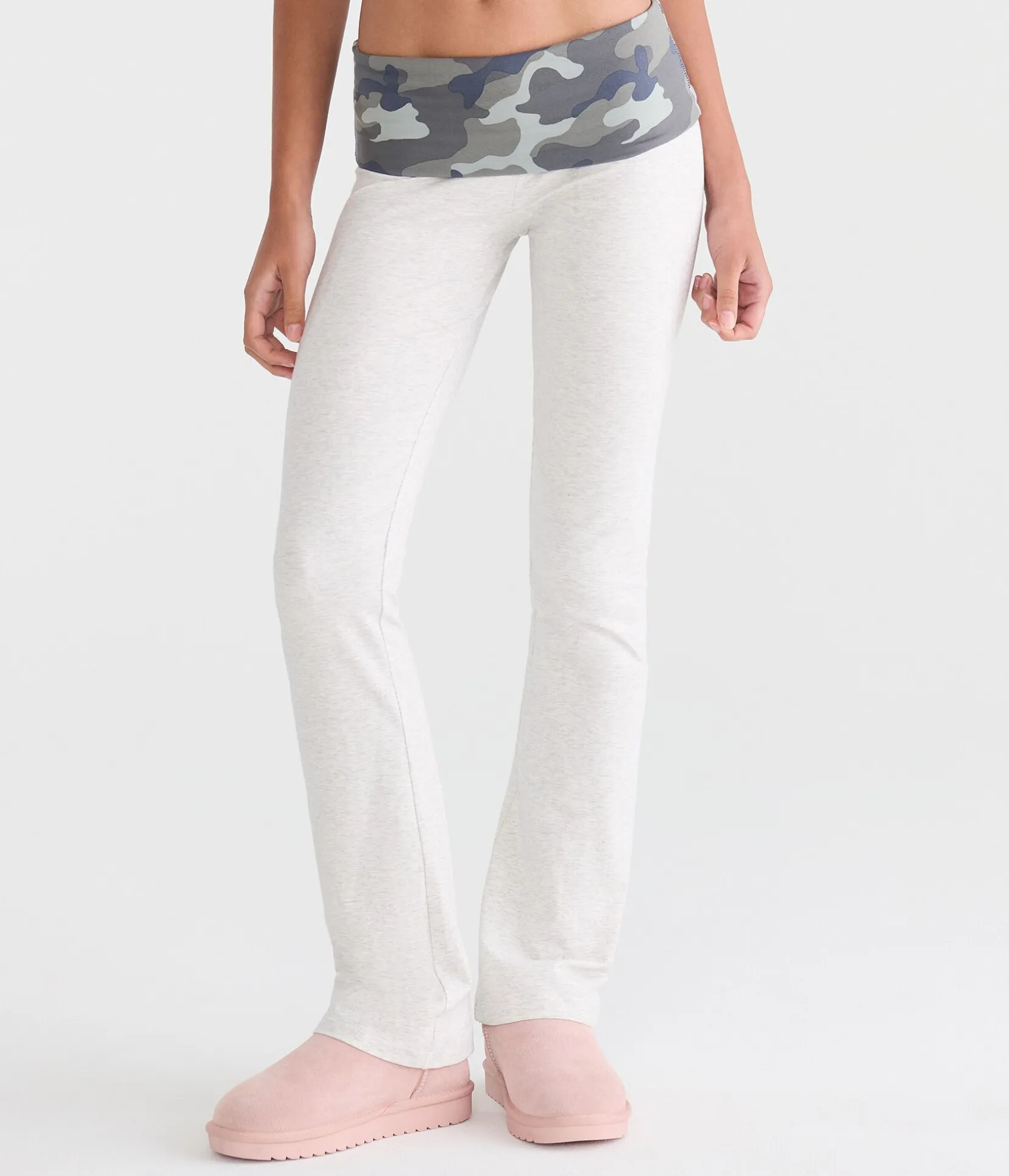Von Dutch Camo Mid-Rise Fold-Over Bootcut Pants