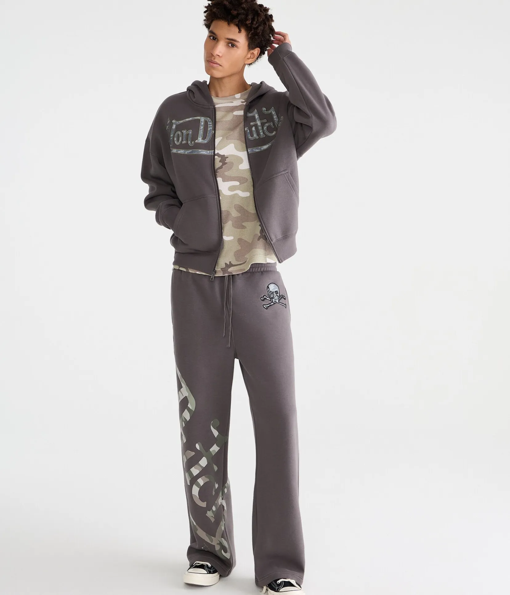 Von Dutch Camo Skull Bootcut Sweatpants