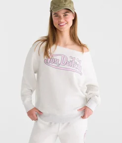 Von Dutch Logo Oversized Off-The-Shoulder Sweatshirt