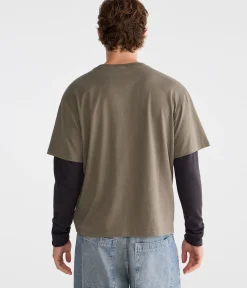 Von Dutch Long Sleeve Camo Skull Boxy 2Fer Tee