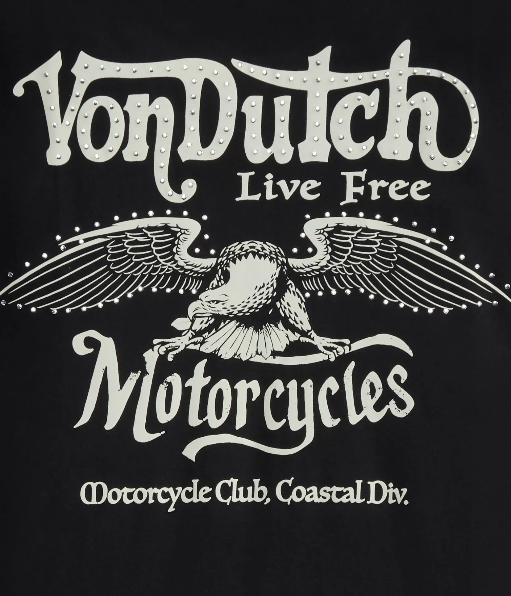Von Dutch Motorcycles Rhinestone Relaxed Graphic Tee