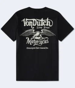Von Dutch Motorcycles Rhinestone Relaxed Graphic Tee