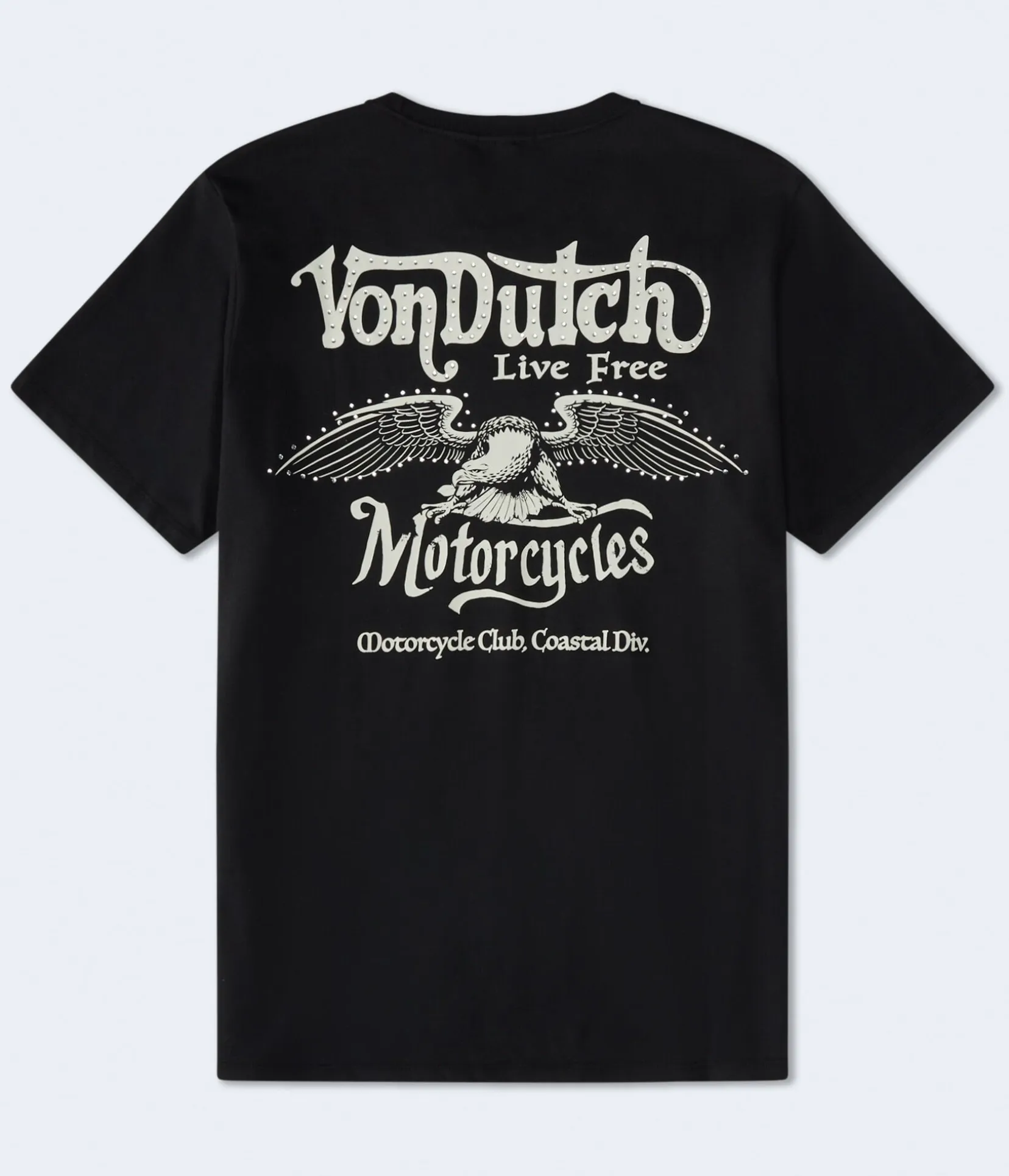Von Dutch Motorcycles Rhinestone Relaxed Graphic Tee