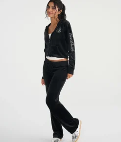 Von Dutch Rhinestone Logo Velour Full-Zip Hoodie