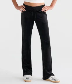 Von Dutch Rhinestone Low-Rise Velour Flare Leg Pants