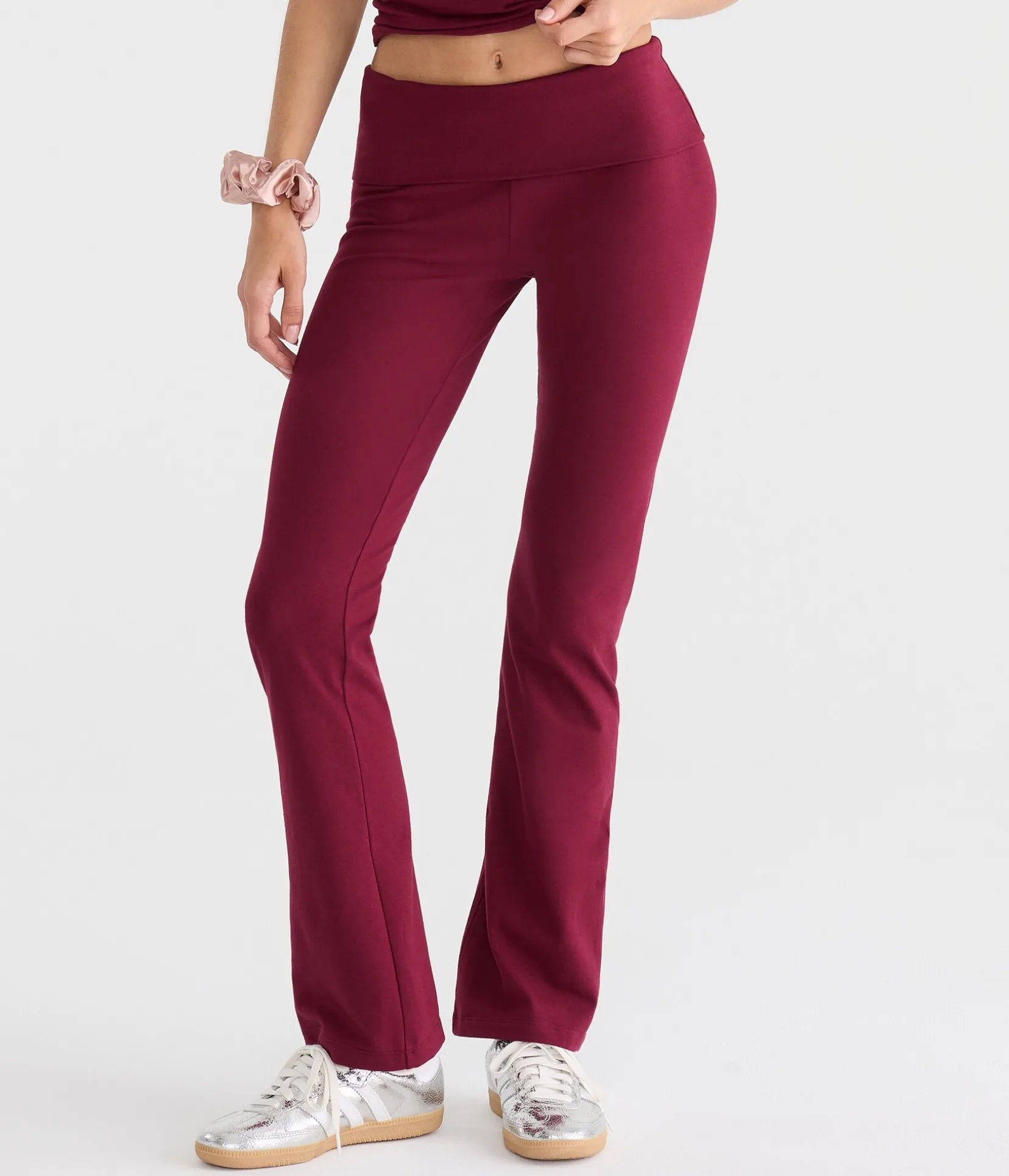 Von Dutch Winged Logo Mid-Rise Fold-Over Bootcut Pants