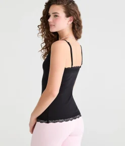 Y2K Lace-Trim Scoop-Neck Cami