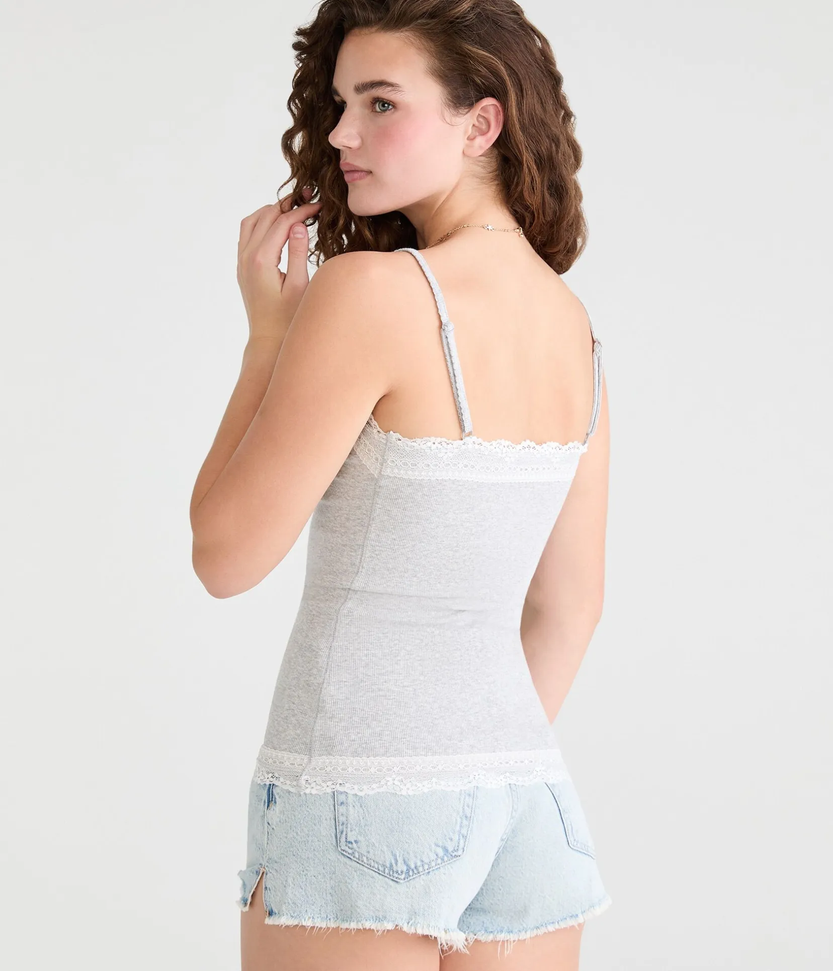 Y2K Lace-Trim Scoop-Neck Cami